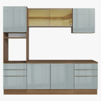 Cocina Integral 240 x 60 cm 6 Puertas 6 Cajones Con Mueble para Horno Marrón/Gris Lux Madesa 08