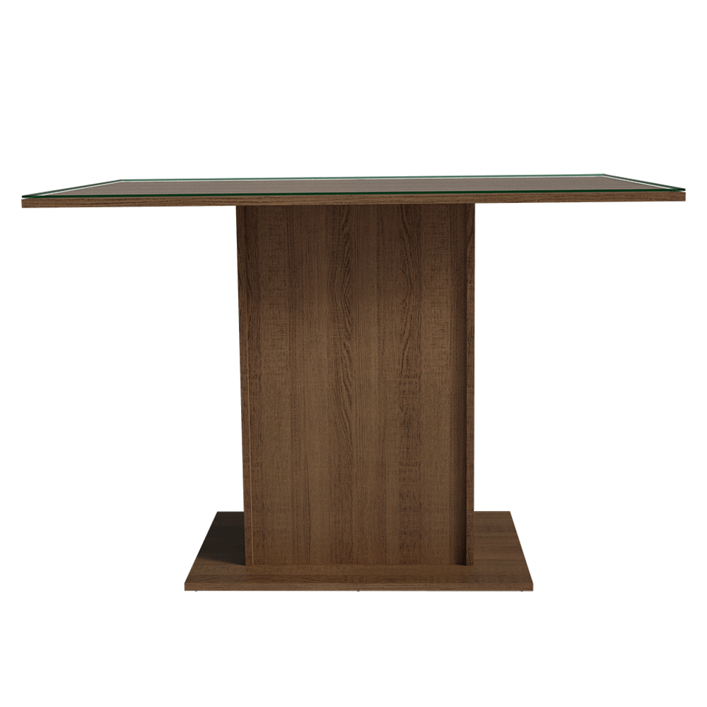 Juego de Comedor Mesa con Encimera de Vidrio 4 Sillas Marrón/Beige Camelia