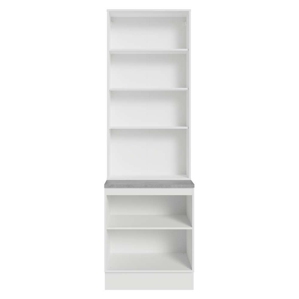 Kit Gabinete Bajo 2 Puertas y Vitrina 70 cm Blanco Glamy Madesa