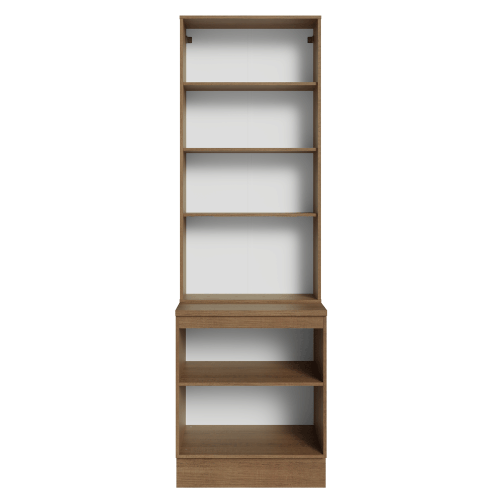 Kit Gabinete Bajo 2 Puertas y Vitrina 70 cm Marrón/Blanco Stella Madesa
