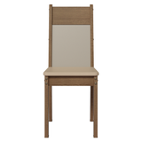 Juego de Comedor Mesa de Madera + 8 Sillas Color Marrón/Crema Tapizadas en Tela Sintética Beige Madesa Panamá