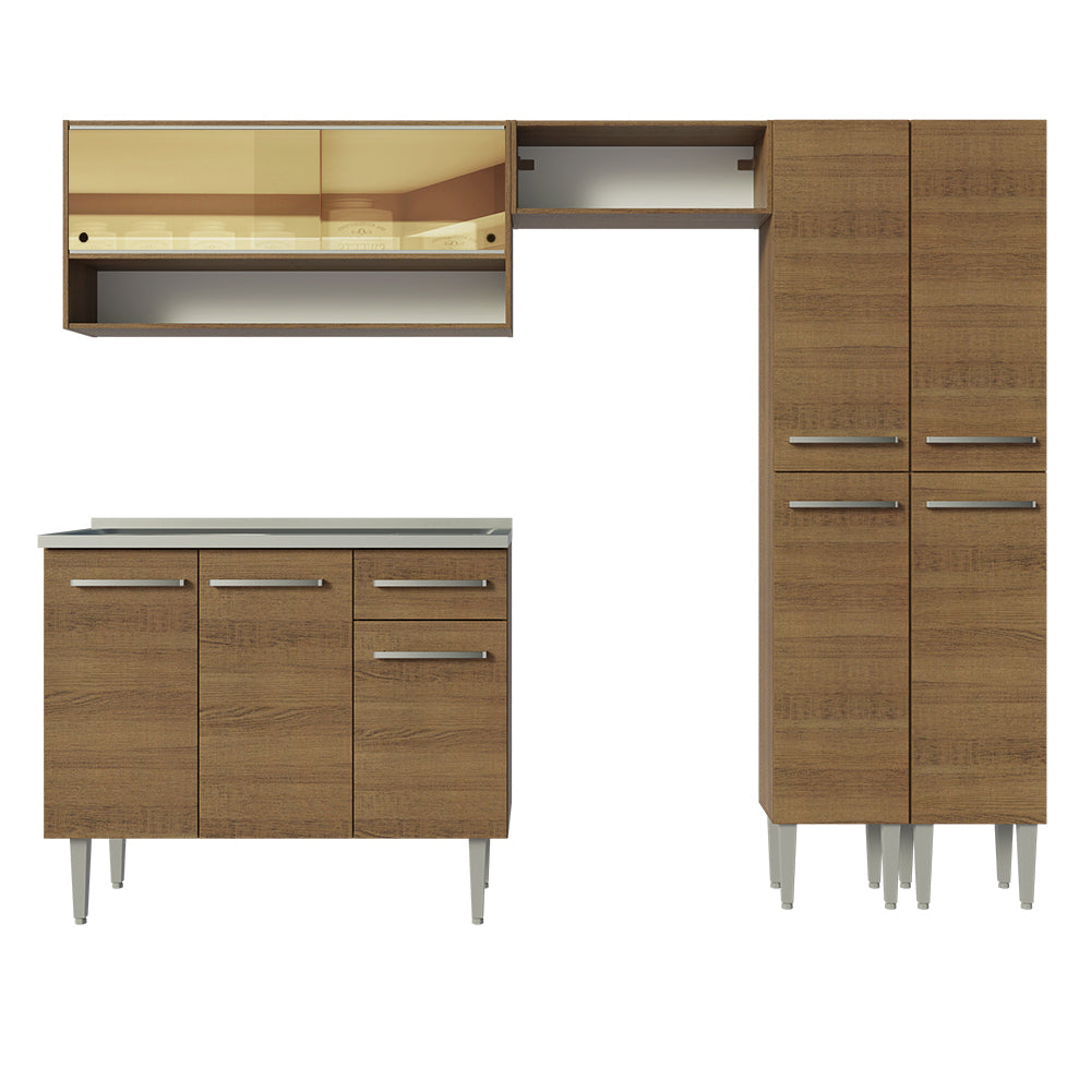Cocina Integral 229cm con Fregadero Marrón Emilly 11