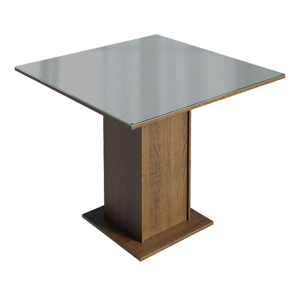 Mesa de Comedor Cuadrada Encimera de Vidrio Marrón/Gris 5363