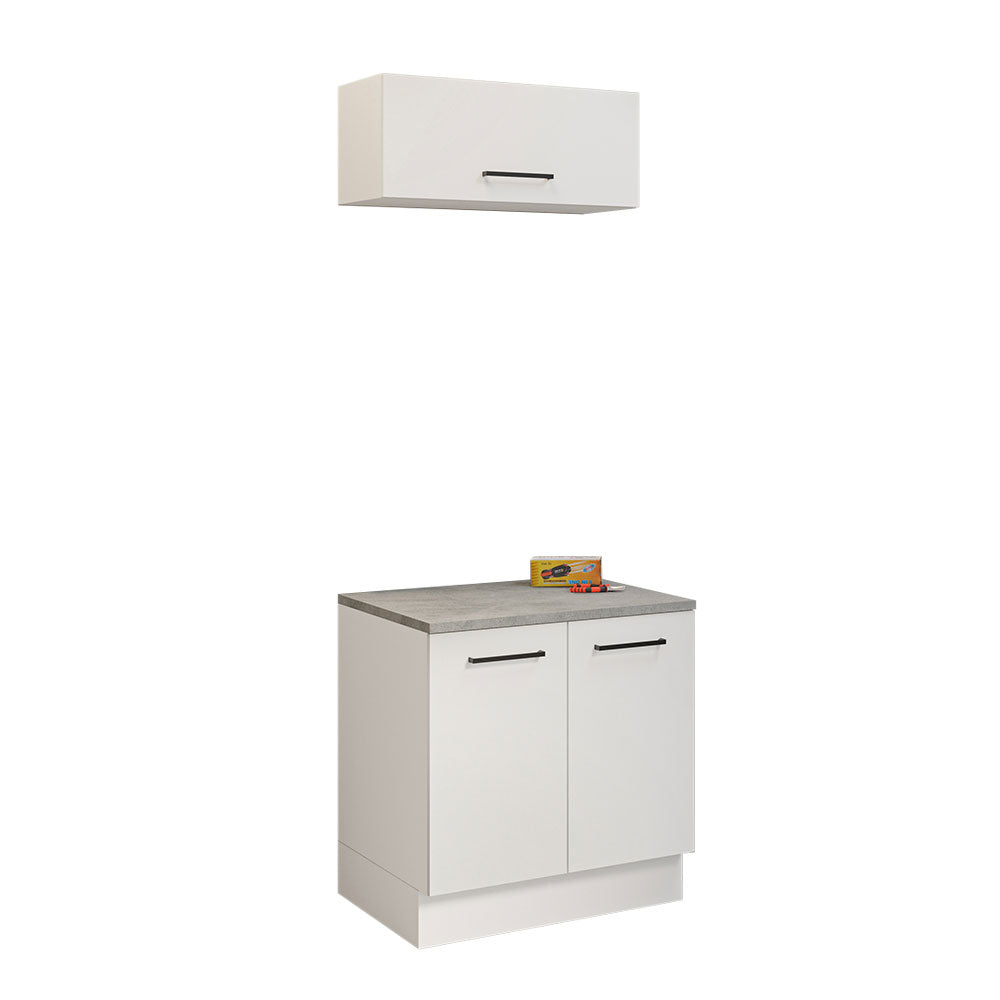 Kit Gabinete Bajo y Gabinete Superior Multiuso 80 cm Blanco Agata Madesa