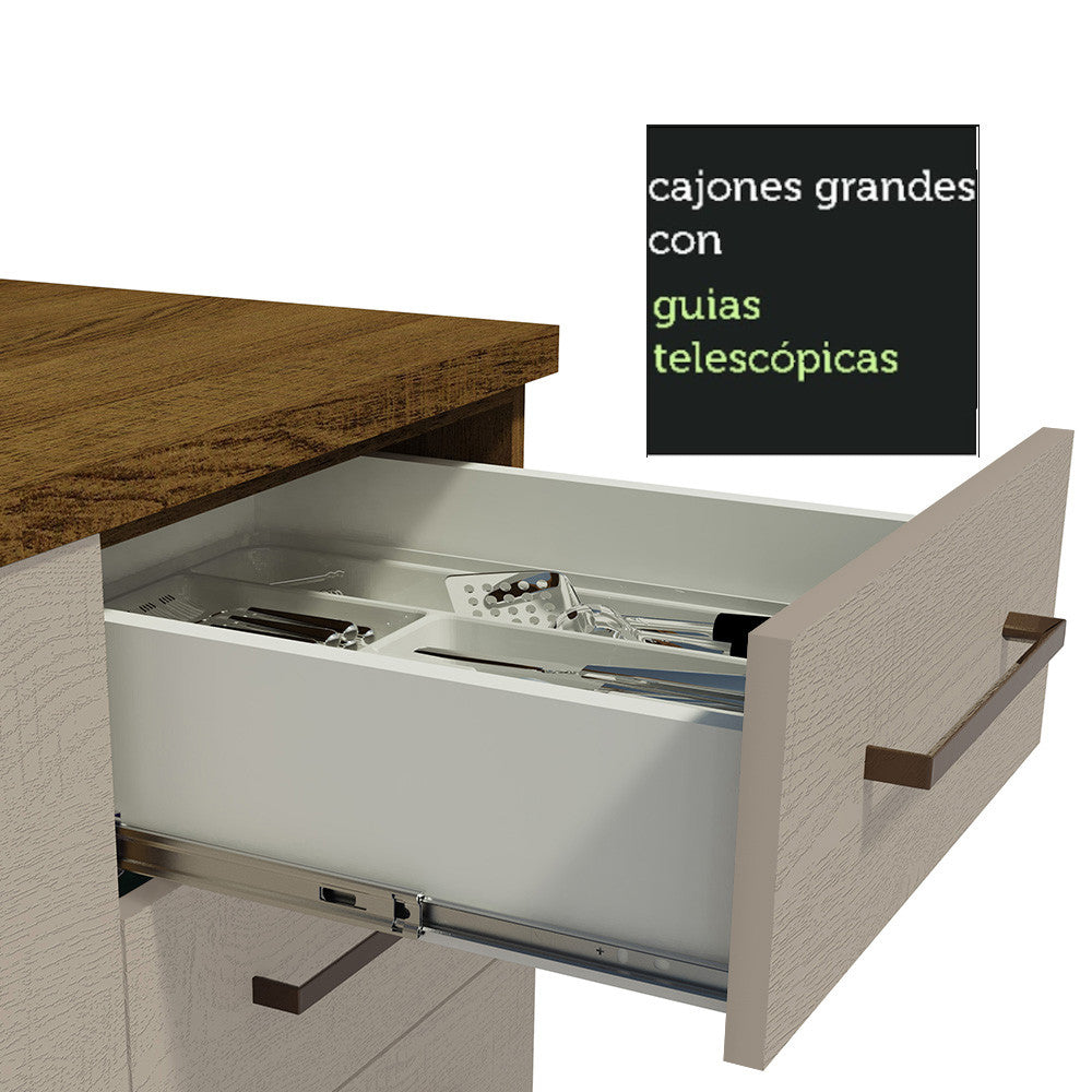 Mueble de Cocina Para Fregadero 2 Puertas y 3 Cajones Marrón/Crema Agata Madesa