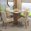 Conjunto de Comedor con Encimera Vidrio 4 Sillas Marrón/Crema/Imperial Anaju Madesa