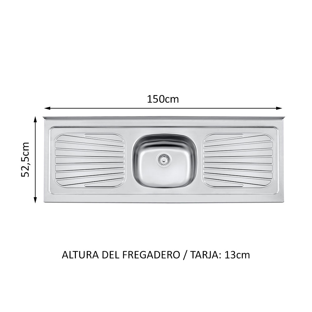 Cocina Integral Glamy con Tarja 150cm Blanco