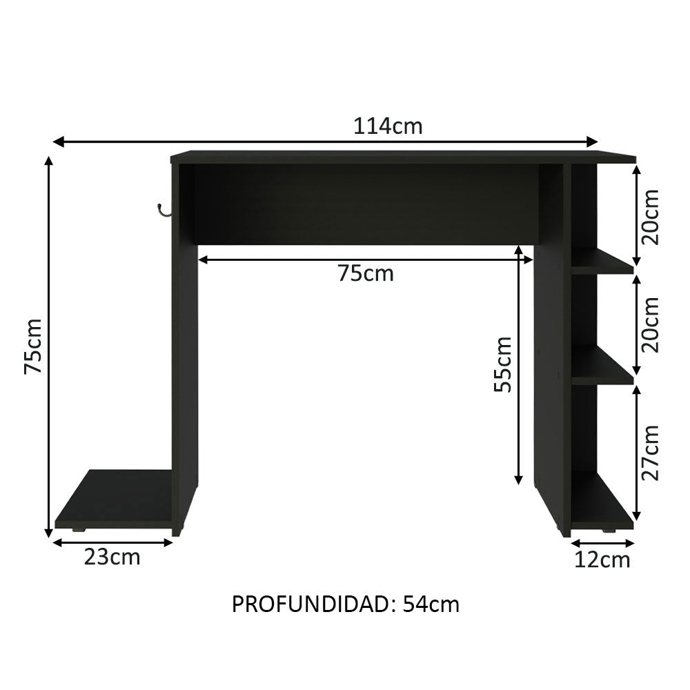 Escritorio Gamer 114 cm Negro Madesa