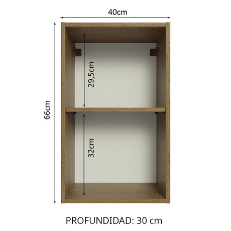 Alacena 40 cm con 2 Nichos Abiertos Marrón Madesa