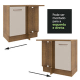 Mueble de Esquina 1 Puerta 60 cm Profundidad (Con Encimera) Marrón/Crema Agata