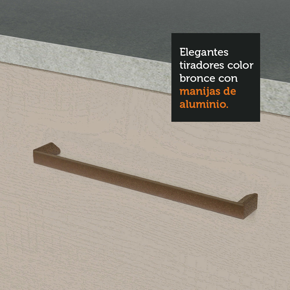 Gabinete Bajo Multiuso 120 cm 2 Puertas 3 Cajones Blanco/Crema Madesa