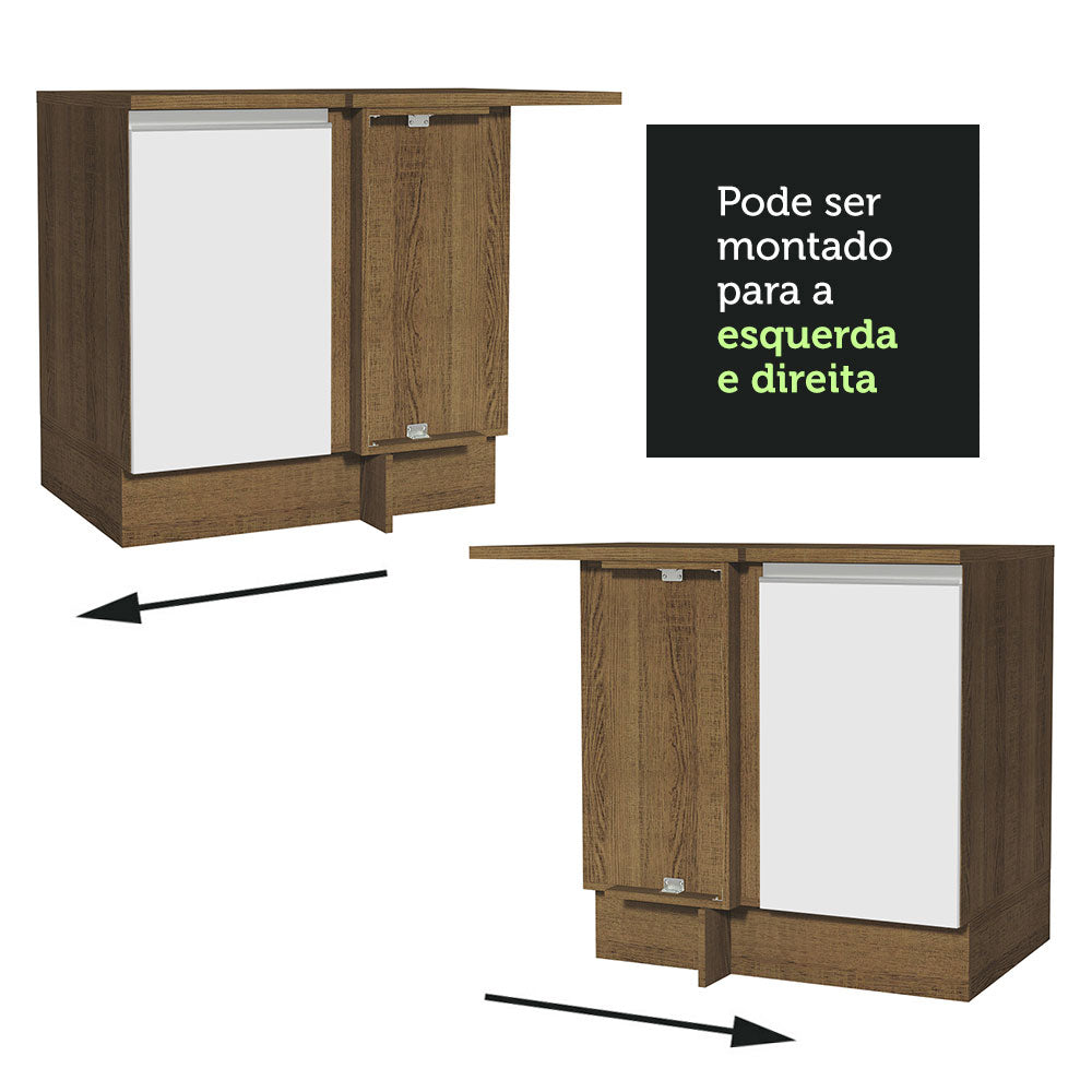 Gabinete Bajo Esquinero 102 cm 1 Puerta Marrón/Blanco Glamy Madesa