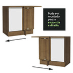 Gabinete Bajo Esquinero 102 cm 1 Puerta Marrón/Blanco Glamy Madesa