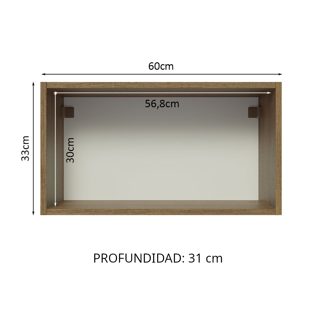 Gabinete Superior 60 cm 1 Puerta Abatible Marrón Glamy Madesa