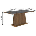 Mesa de Comedor 160 cm con Encimera Vidrio Marrón/Negro Madesa