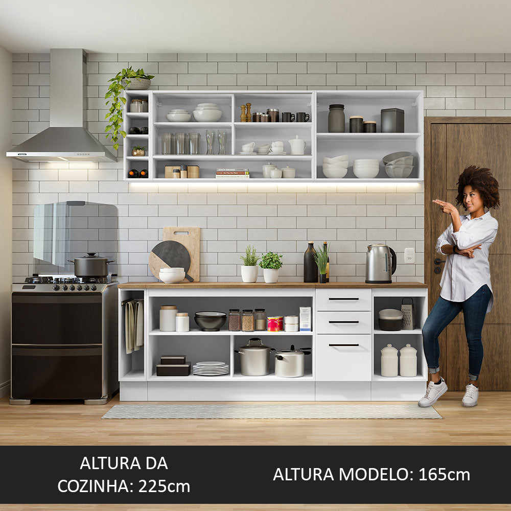 Cocina Integral 220cm Blanco/Marrón 60cm de Profundidad Agata 02