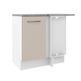 Mueble de Esquina 1 Puerta 60 cm Profundidad (Con Encimera) Blanco/Crema Agata