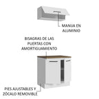 Kit Gabinete Bajo y Gabinete Superior Multiuso 80 cm Blanco/Marrón Agata Madesa