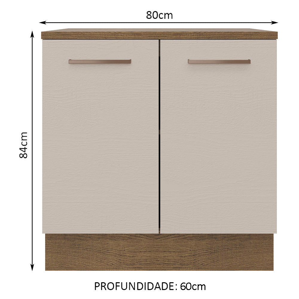 Gabinete Bajo 80 x 60 cm 2 Puertas (Con Encimera) Marrón/Crema Agata