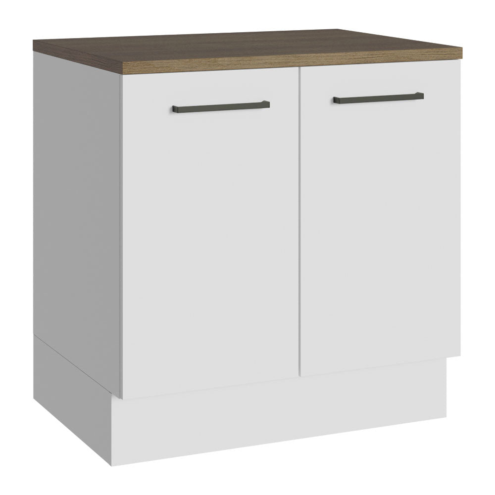 Gabinete Bajo Multiuso 80 cm 2 Puertas Blanco/Marrón Madesa