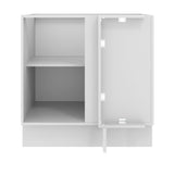 Mueble de Esquina 1 Puerta 60 cm Profundidad (Sin Encimera) Blanco/Crema Agata