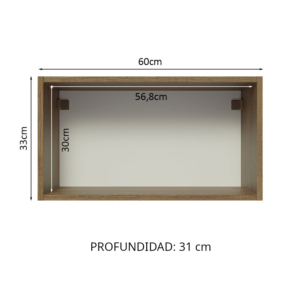 Gabinete Superior 60 cm 1 Puerta Abatible Marrón/Blanco Glamy Madesa