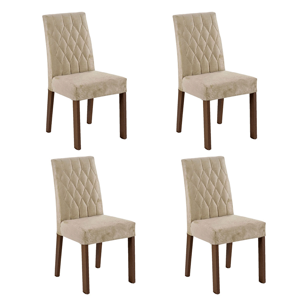 Conjunto de Comedor con Encimera Vidrio 4 Sillas Marrón/Imperial Reale Madesa