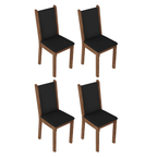 Conjunto de Comedor con Encimera Vidrio 4 Sillas Negro/Marrón Martina Madesa