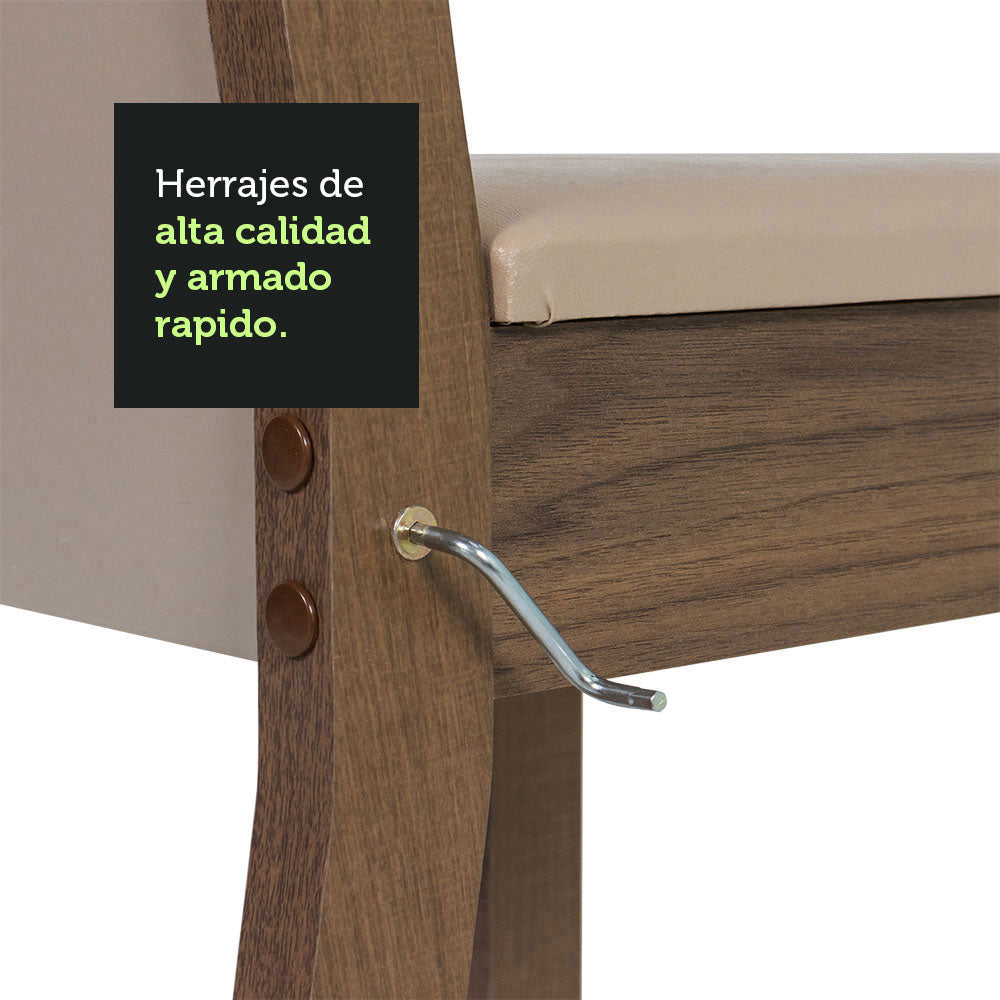 Conjunto de Comedor con Encimera Vidrio 4 Sillas Marrón/Crema/Beige Tifani Madesa