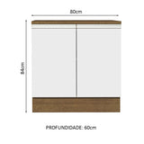 Gabinete Bajo Glamy 80 x 60 cm 2 Puertas (Con Encimera) Marrón/Blanco