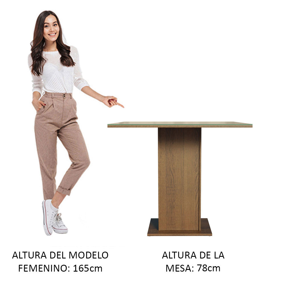 Mesa de Comedor 90 cm con Encimera Vidrio Marrón Madesa