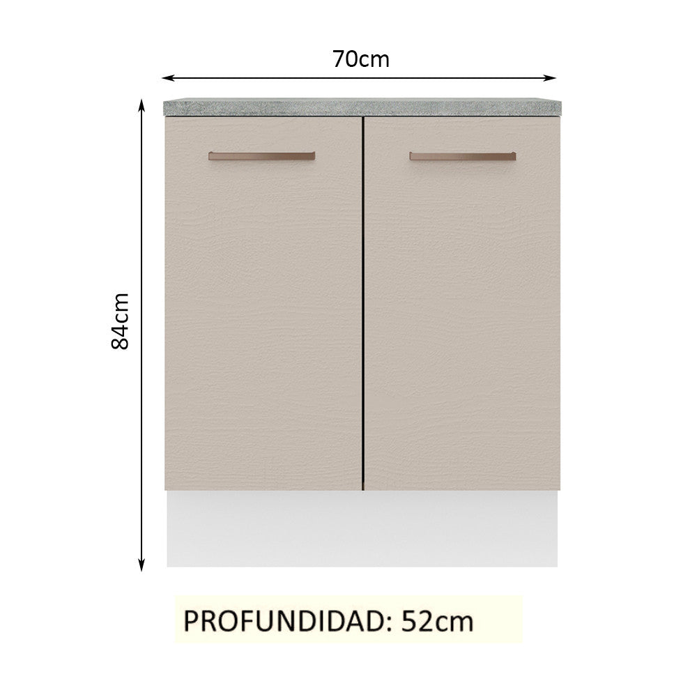 Gabinete Bajo 70 cm 2 Puertas Blanco/Crema Agata