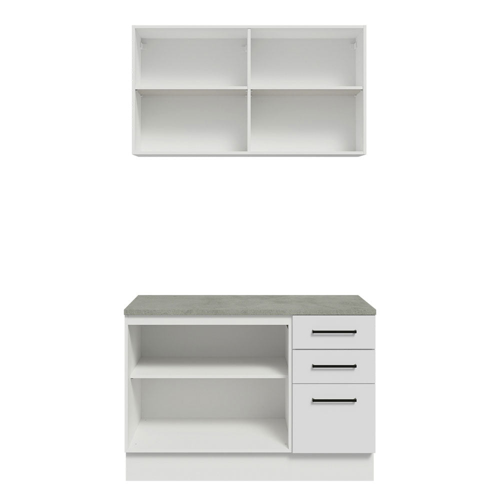 Kit Gabinete Bajo y Gabinete Superior Multiuso 120 x 60 cm Blanco Agata Madesa