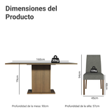 Juego de Comedor con Mesa con Encimera y 6 Sillas Marrón/Negro/Silver Renata