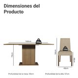Juego de Comedor Mesa Encimera de Madera 6 Sillas Marrón/Imperial Renata