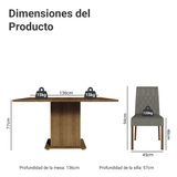 Juego de Comedor Mesa con Encimera de Madera 8 Sillas Marrón/Silver Leila