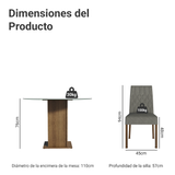 Juego de Comedor Encimera de Vidrio Circular 4 Sillas Marrón/Silver Irene