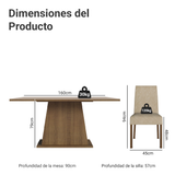 Juego de Comedor Mesa con Encimera de Vidrio y 6 Sillas Marrón/Crema/Imperial Patricia