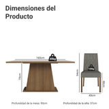 Juego de Comedor Mesa con Encimera de Madera 6 Sillas Marrón/Crema/Silver Britney