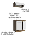 Kit Gabinete Bajo y Gabinete Superior Multiuso 80 cm Marrón/Blanco Agata Madesa