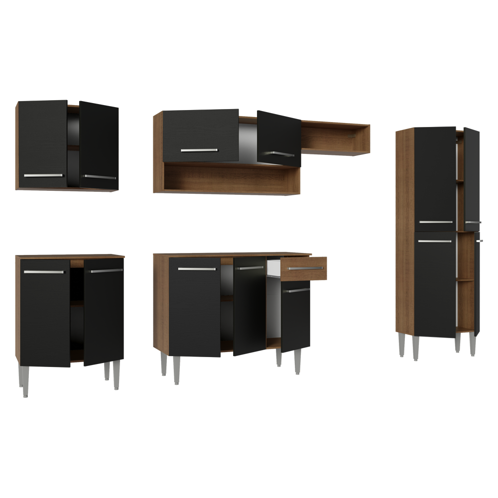 Cocina Integral 293cm Marrón/Negro Emilly 10