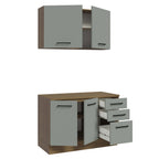 Kit Gabinete Bajo y Gabinete Superior Multiuso 120 cm Marrón/Gris Agata Madesa