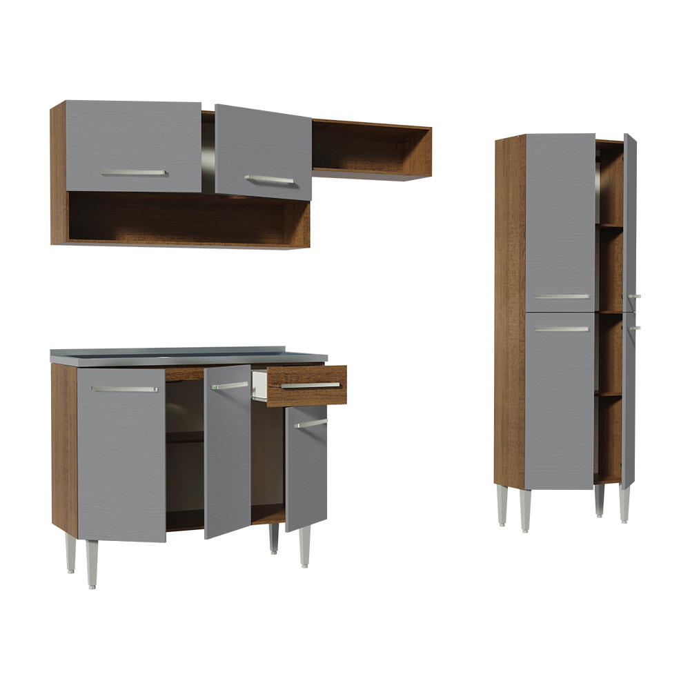 Cocina Integral 229cm con Fregadero Marrón/Gris Emilly 10