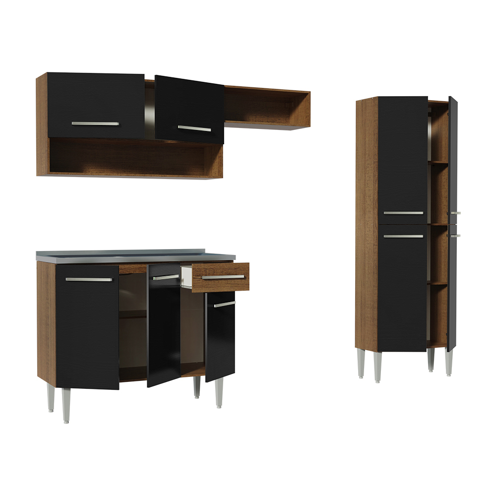 Cocina Integral 229cm con Fregadero Marrón/Negro Emilly 10