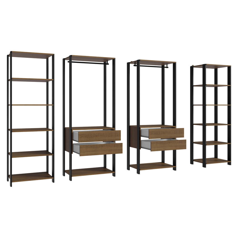Clóset Modulado 4 Cajones 258cm Marrón/Negro 01 Valencia