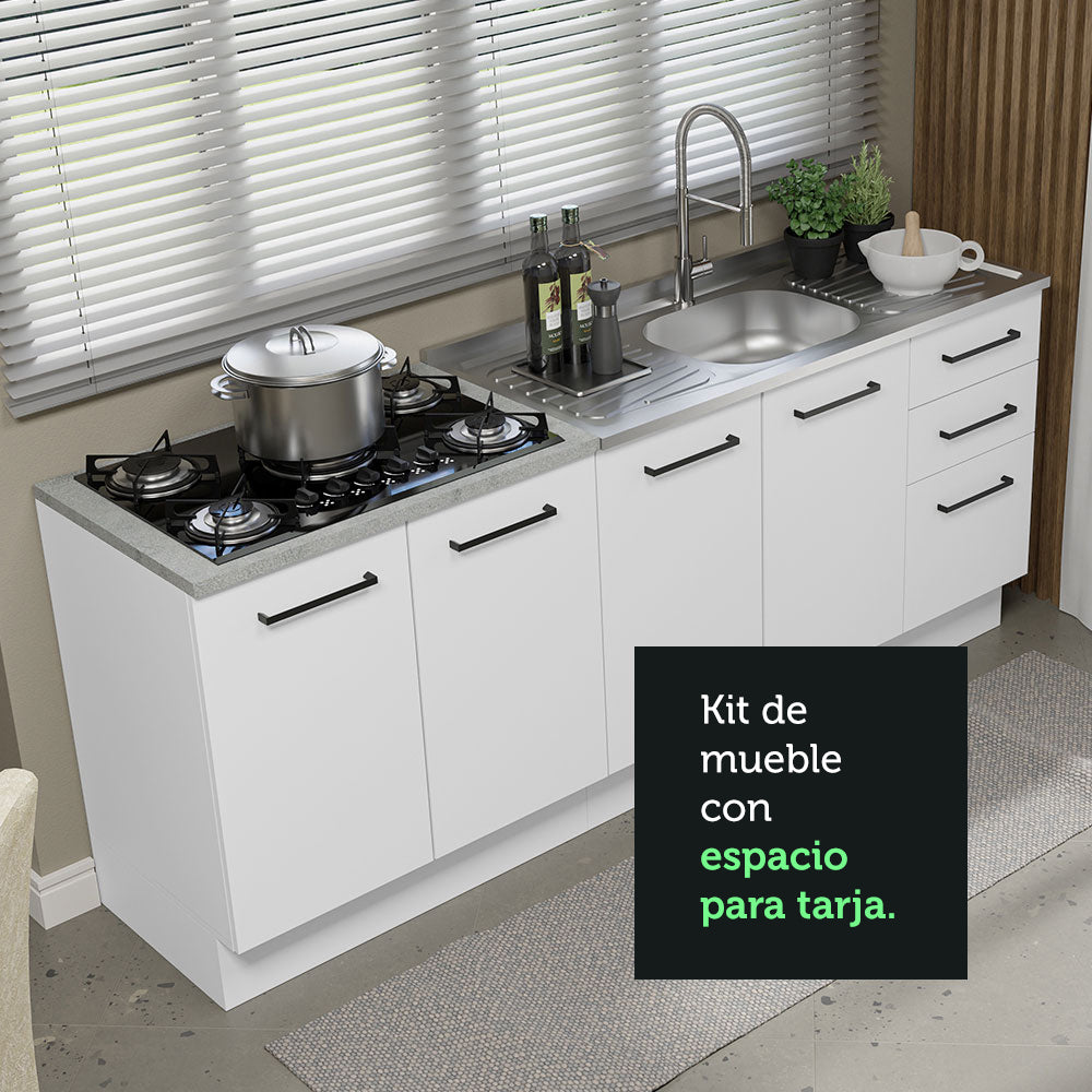 Mueble de Cocina 200cm Con Tarja Agata Blanco