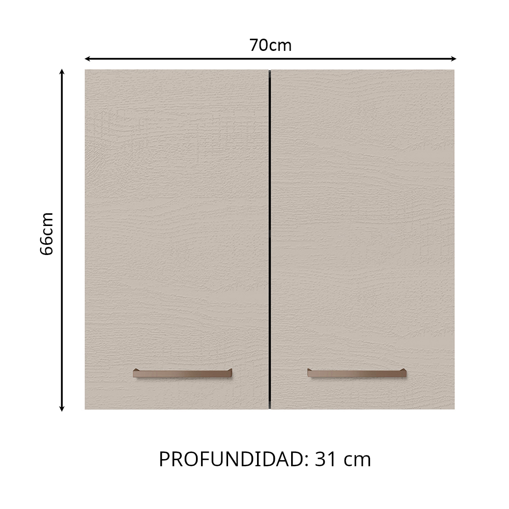 Gabinete Superior 70 cm 2 Puertas Agata Marrón/Crema