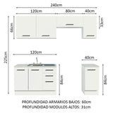 Cocina Integral con Accesorios 240 x 60cm Agata Blanco