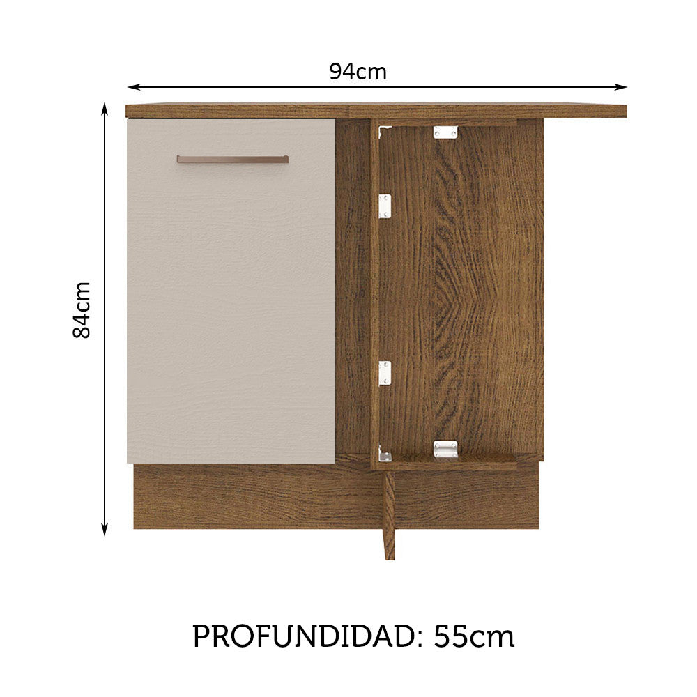 Gabinete Bajo de Esquina 1 Puerta Agata Marrón/Crema