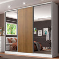 Clóset Matrimonial 231 cm 3 Puertas Corredizas Con 2 Espejos 100% MDF Blanco/Marrón Royale Madesa